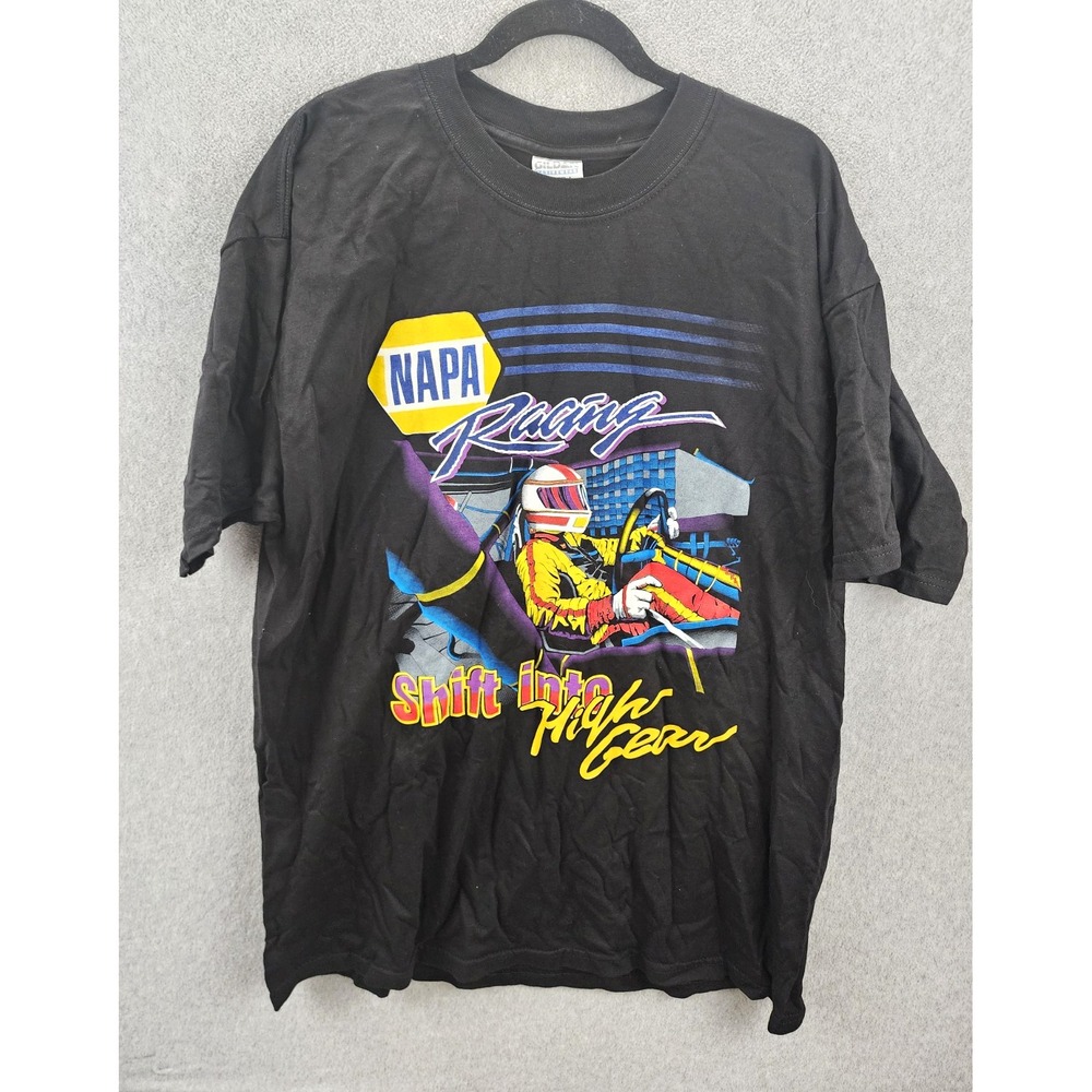 Vintage Gildan Men's XL Black NAPA Racing Graphic Cotton Crew Neck  T-Shirt